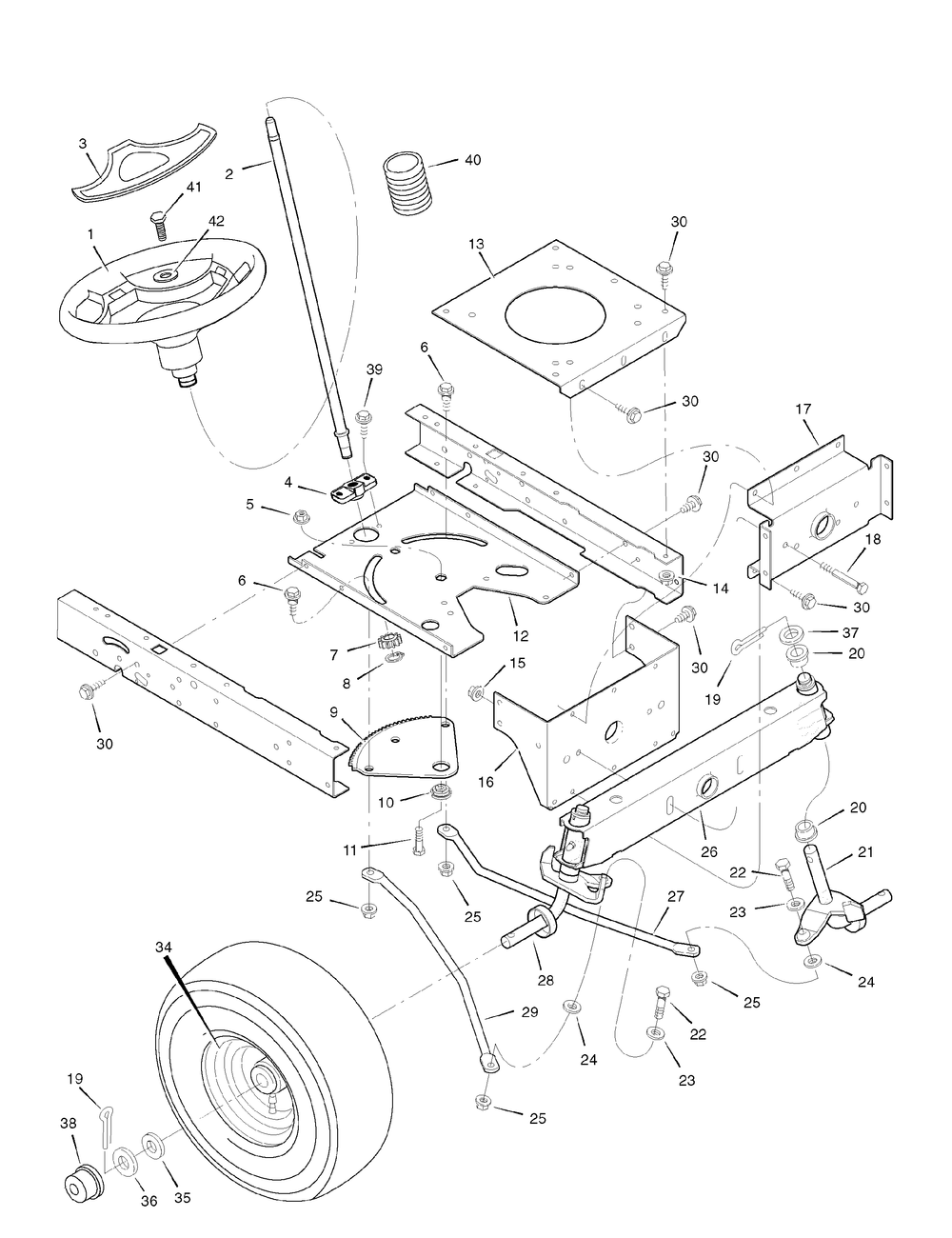 Steering Diagram and Parts List for 312006X190B-7800290 2007 Briggs and Stratton Lawn Tractor